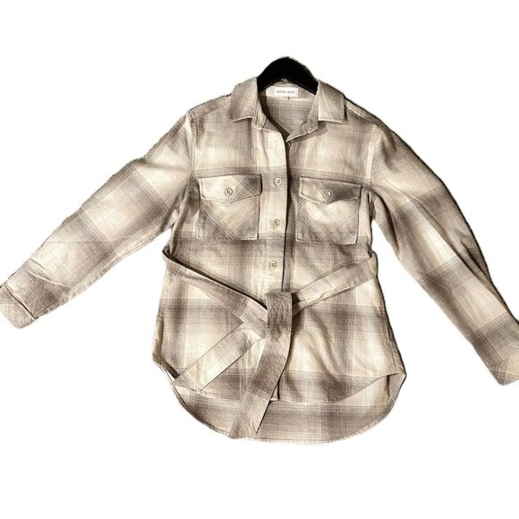 Bella Dahl Shacket (Shirt/Jacket) Heather Oat Plaid - Picture 3 of 10